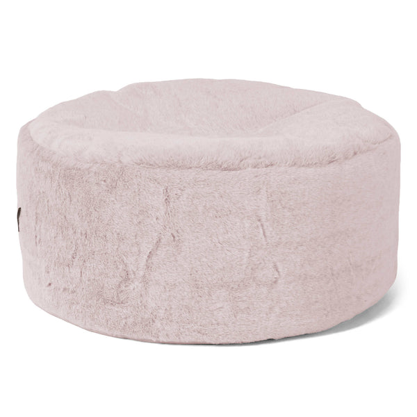 Grand Repose-pied Rond - Fausse Fourrure Lapin Rose Pastel 01