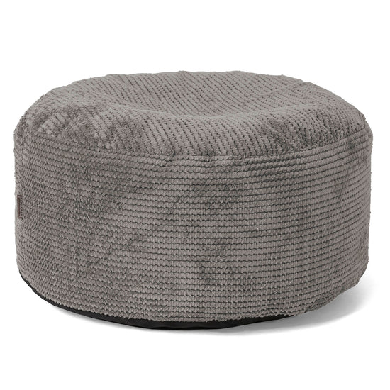 Grand Repose-pied Rond - Velours Côtelé Gaufré Anthracite 01