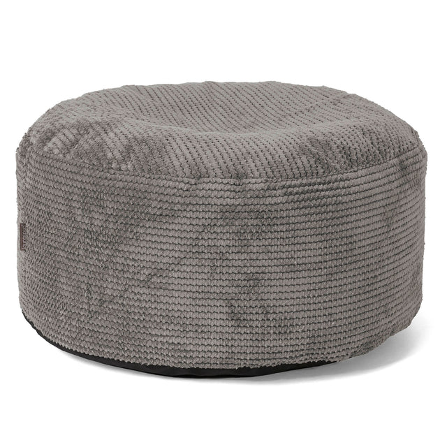 Grand Repose-pied Rond - Velours Côtelé Gaufré Anthracite 01
