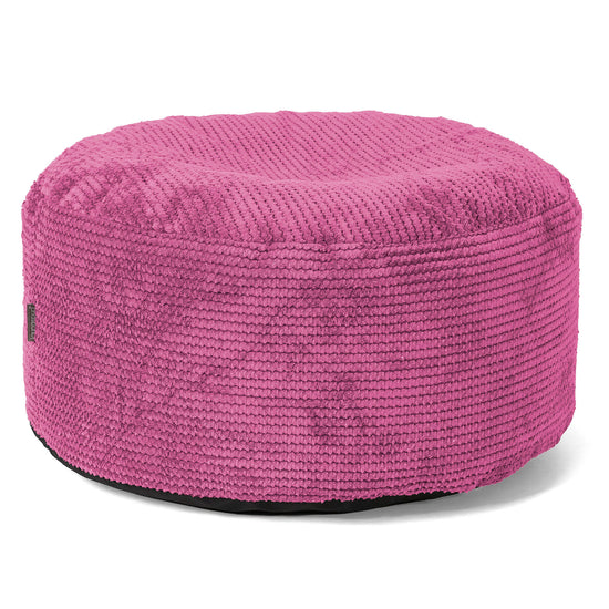 Grand Repose-pied Rond - Velours Côtelé Gaufré Rose 01