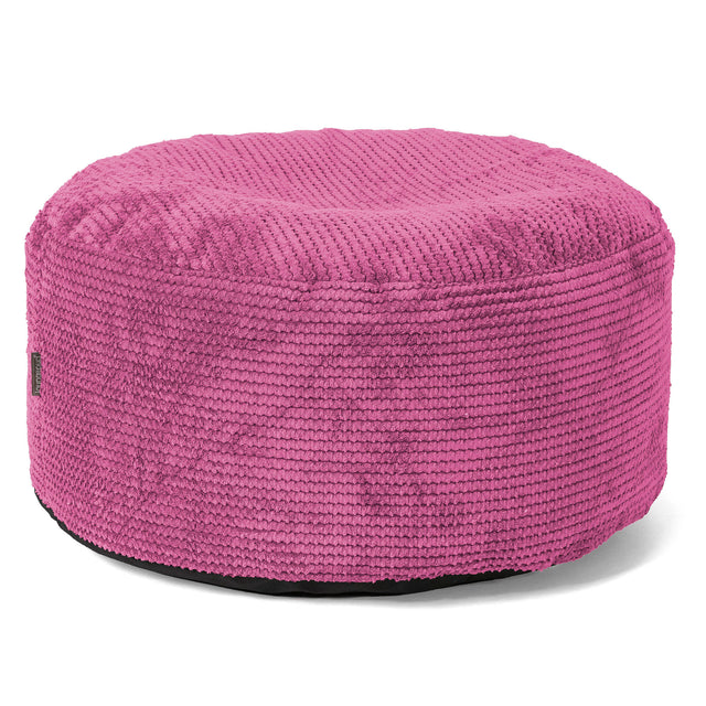Grand Repose-pied Rond - Velours Côtelé Gaufré Rose 01