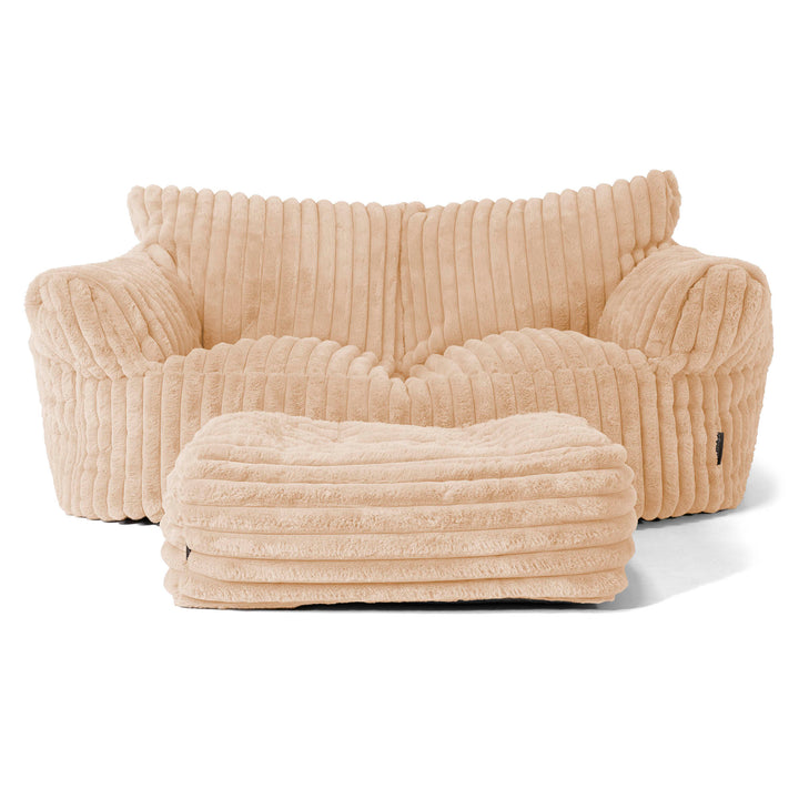Joséphine Canapé Pouf - Velours Côtelé Ultra Pelucheux Pêche 02