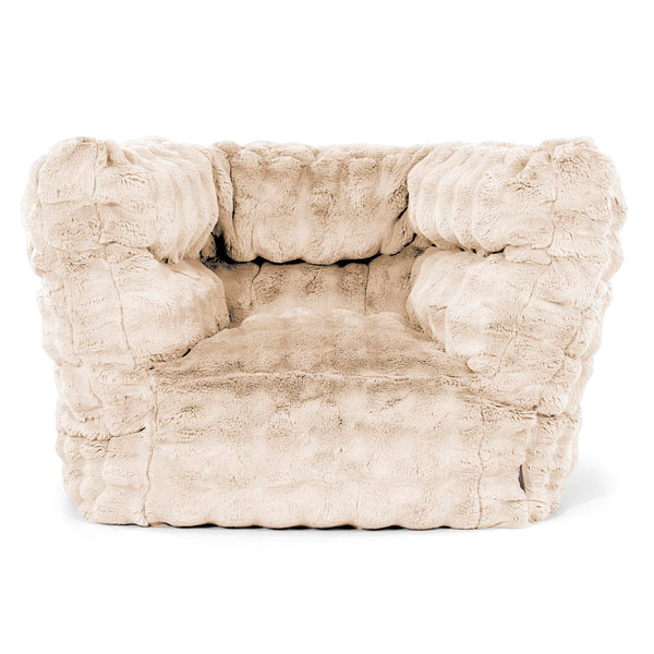 Louis Pouf Fauteuil Design - Fausse Fourrure à Bulles Crème 01