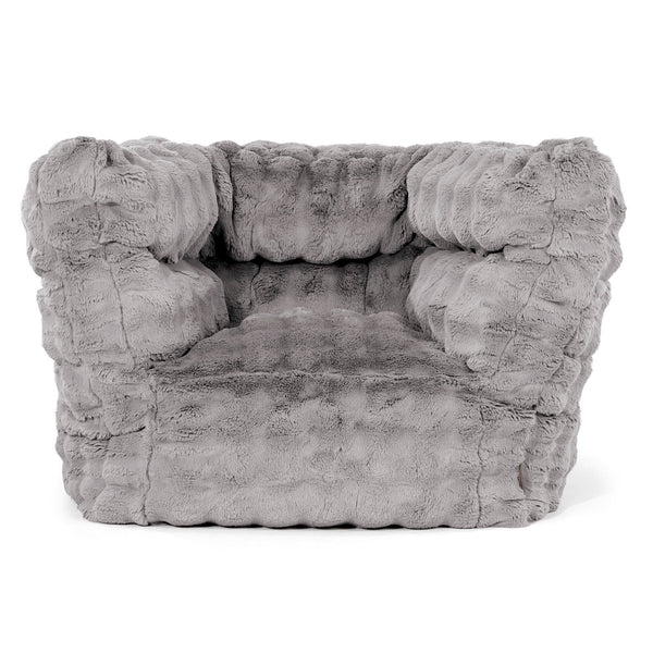 Louis Pouf Fauteuil Design - Fausse Fourrure à Bulles Gris 01