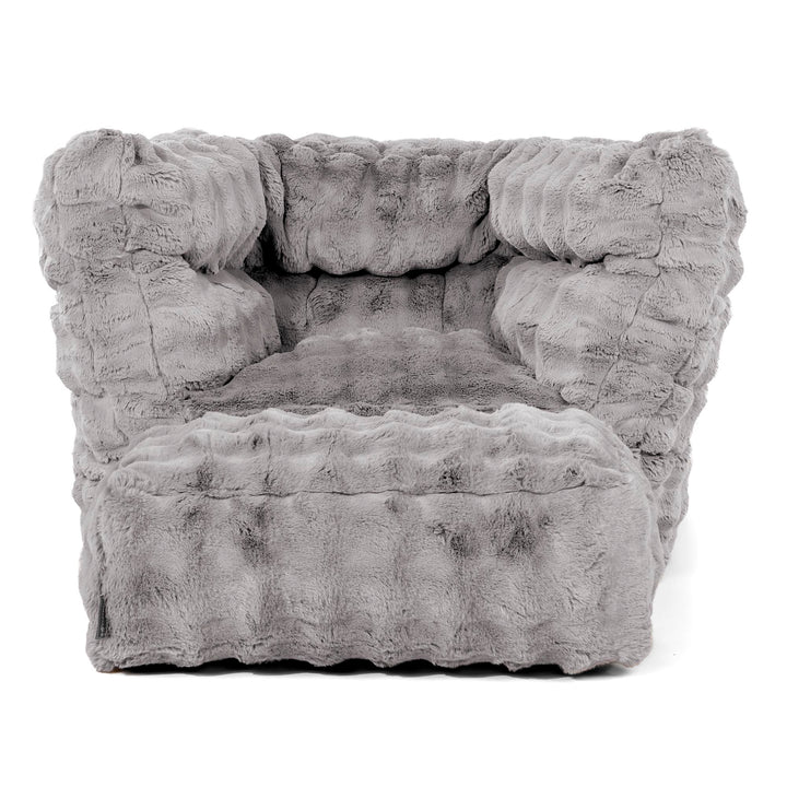 Louis Pouf Fauteuil Design - Fausse Fourrure à Bulles Gris 02