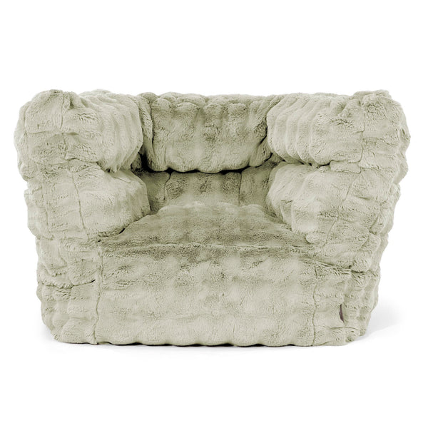 Louis Pouf Fauteuil Design - Fausse Fourrure à Bulles Vert Sauge 01
