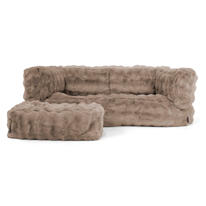 Canapé Pouf Albert 2 places - Fausse Fourrure à Bulles Vison 02