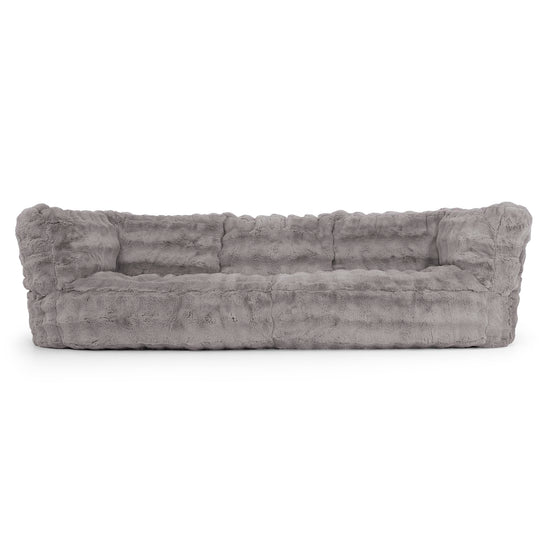 Canapé Pouf Albert 3 places - Fausse Fourrure à Bulles Gris 01