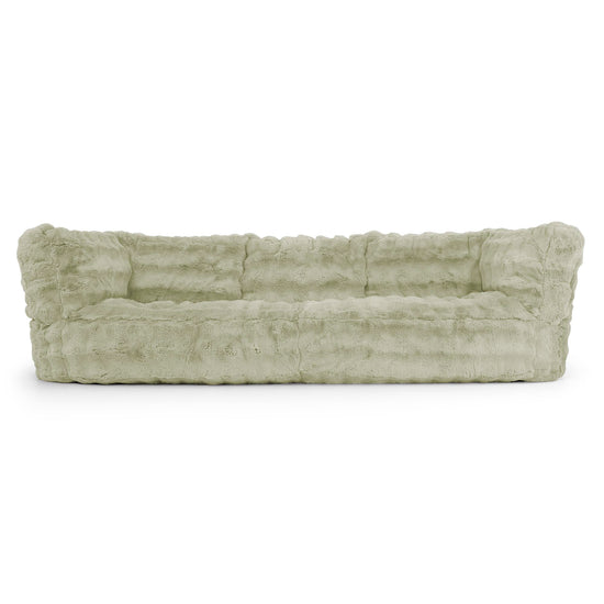 Canapé Pouf Albert 3 places - Fausse Fourrure à Bulles Vert Sauge 01