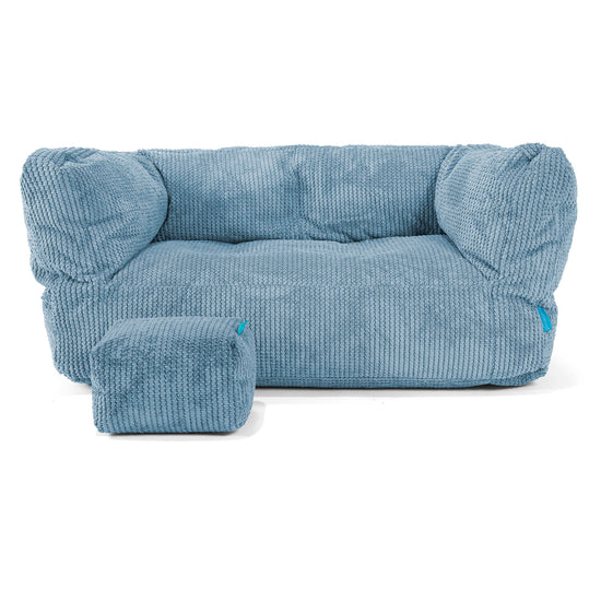 Canapé Enfant Albert 2-6 ans - Velours Côtelé Gaufré Bleu Ciel 02