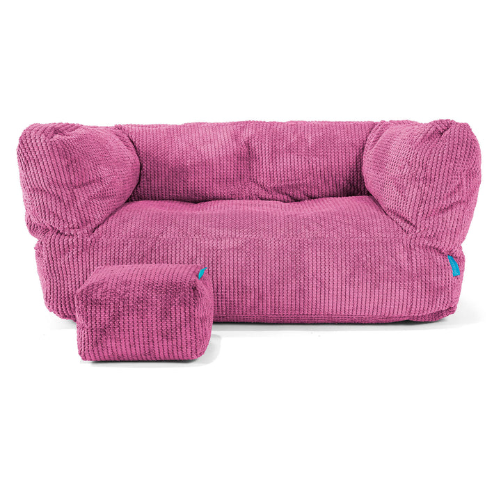 Canapé Enfant Albert 2-6 ans - Velours Côtelé Gaufré Rose 02