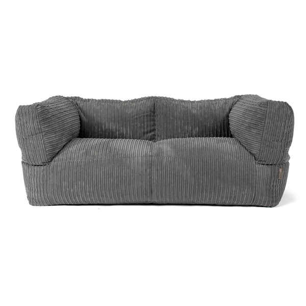 Canapé Pouf Albert 2 places - Côtelé Gris Ardoise 01