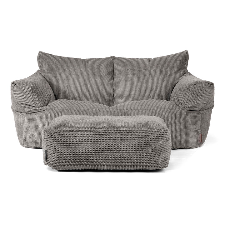 Joséphine Canapé Pouf - Velours Côtelé Gaufré Anthracite 02