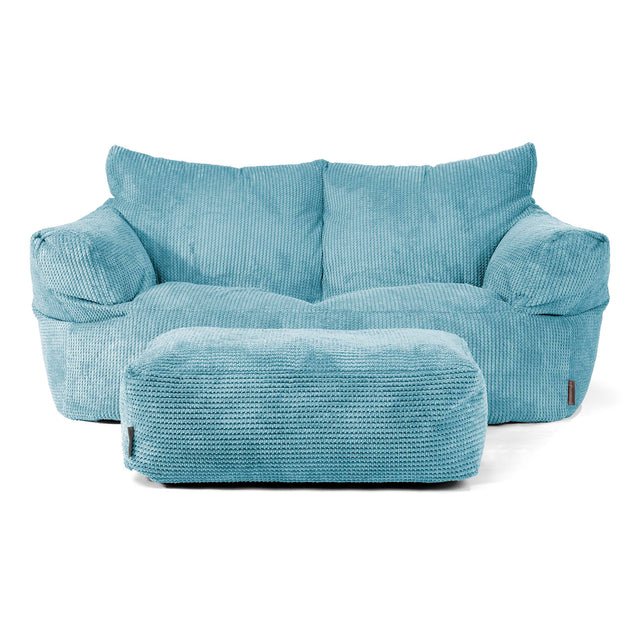 Joséphine Canapé Pouf - Velours Côtelé Gaufré Mer Égée 02