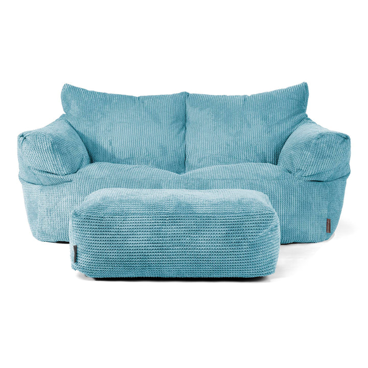 Joséphine Canapé Pouf - Velours Côtelé Gaufré Mer Égée 02