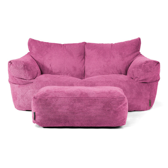 Joséphine Canapé Pouf - Velours Côtelé Gaufré Rose 02