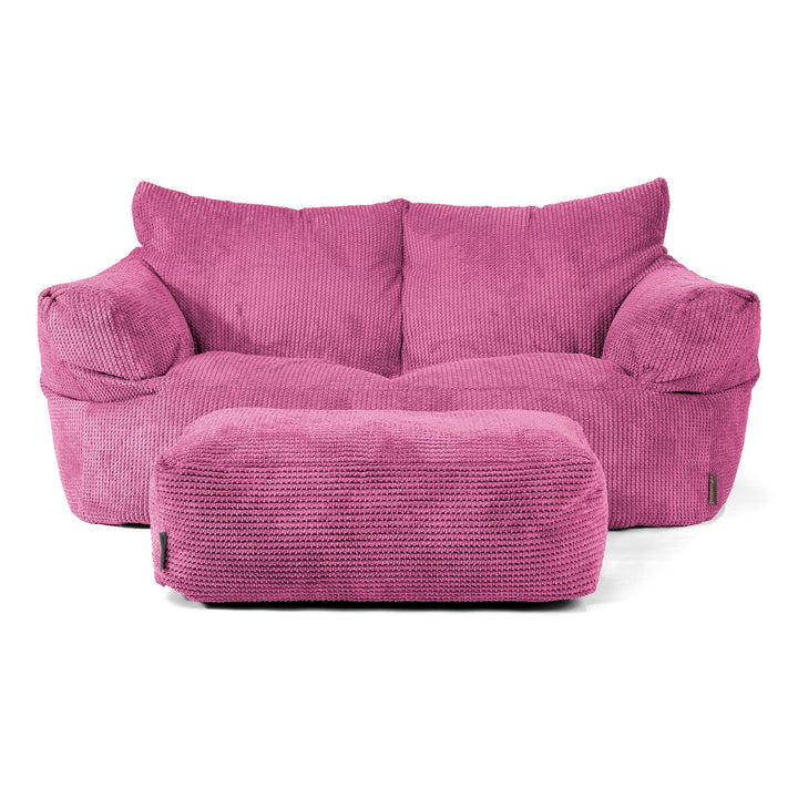 Joséphine Canapé Pouf - Velours Côtelé Gaufré Rose 02