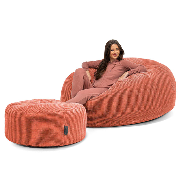 Canapé Pouf Géant Grande Mammouth - Velours Côtelé Gaufré Citrouille 02