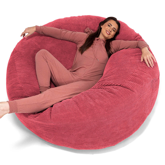 Canapé Pouf Géant Grande Mammouth - Velours Côtelé Gaufré Rouge pastel 01