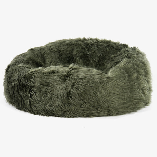 Canapé Pouf Géant Mammouth - Imitation fourrure à poils longs Vert sauge 01