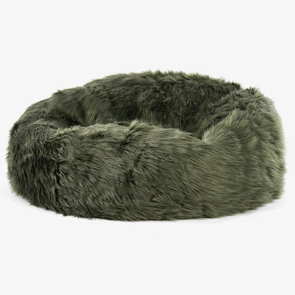 Canapé Pouf Géant Mammouth - Imitation fourrure à poils longs Vert sauge 01