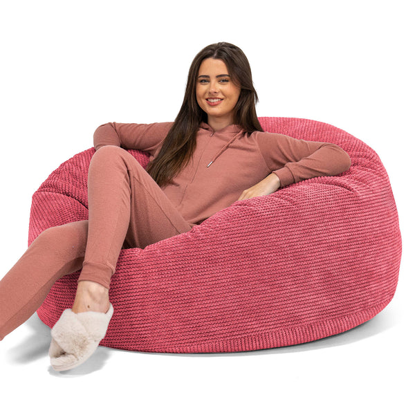 Canapé Pouf Géant Mammouth - Velours Côtelé Gaufré Rouge pastel 01