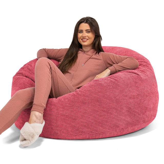 Canapé Pouf Géant Mammouth - Velours Côtelé Gaufré Rouge pastel 01