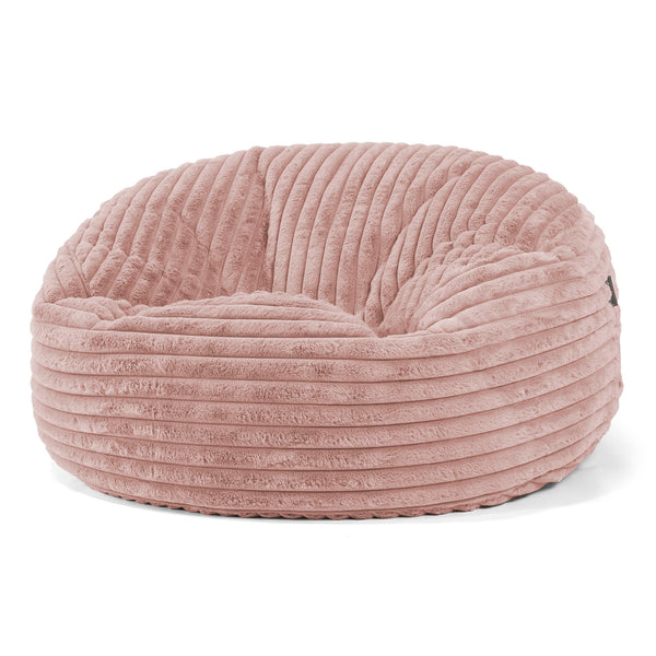 Canapé Pouf Géant Mammouth - Velours Côtelé Ultra Pelucheux Rose Pastel 01