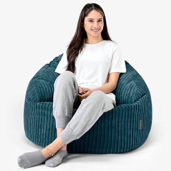Pouf Chaise Bubble - Côtelé Bleu Canard 03