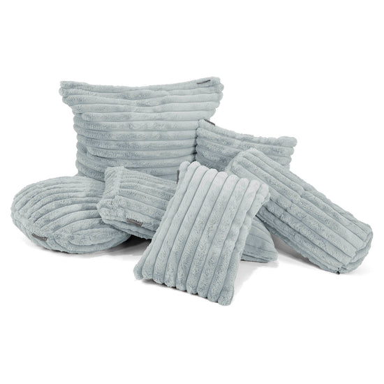 Housse de Coussin Rectangulaire Géant 40 x 70cm - Velours Côtelé Ultra Pelucheux Bleu Dragé 02