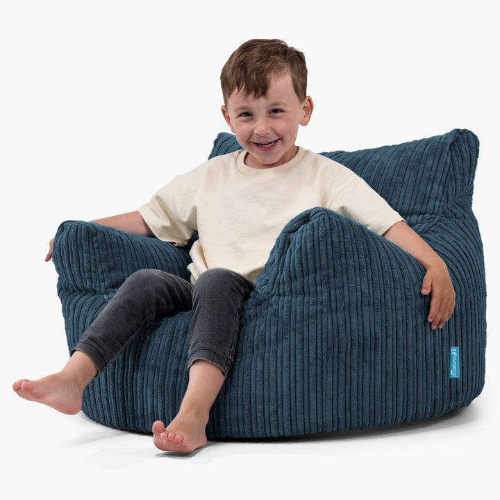 Fauteuil Pouf Enfant 3-8 ans - Côtelé Bleu Marine 02