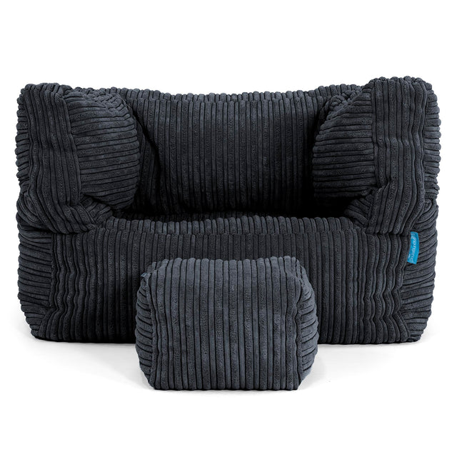 Fauteuil Pouf Albert pour Enfant 1-5 ans - Côtelé Noir 03