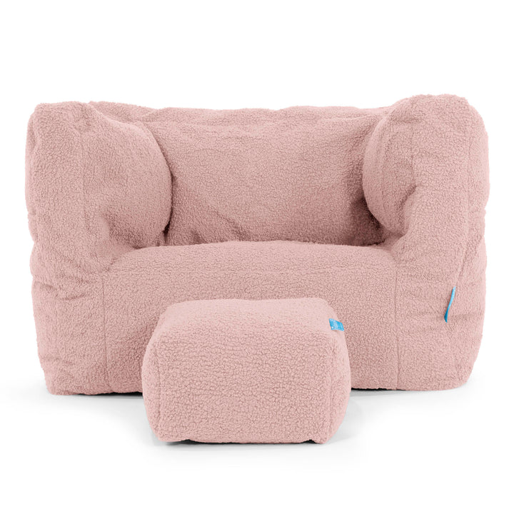 Fauteuil Pouf Albert pour Enfant 1-5 ans - Bouclé Rose 03