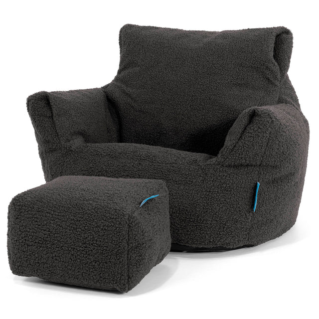 Fauteuil Pouf Bambin 1-3 ans - Bouclé Anthracite 02