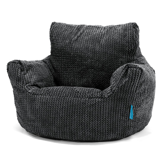 Fauteuil Pouf Bambin 1-3 ans - Velours Côtelé Gaufré Noir 01