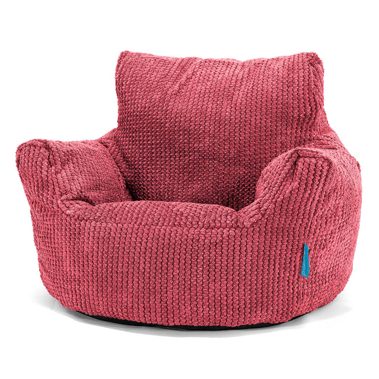 Fauteuil Pouf Bambin 1-3 ans - Velours Côtelé Gaufré Rouge pastel 01