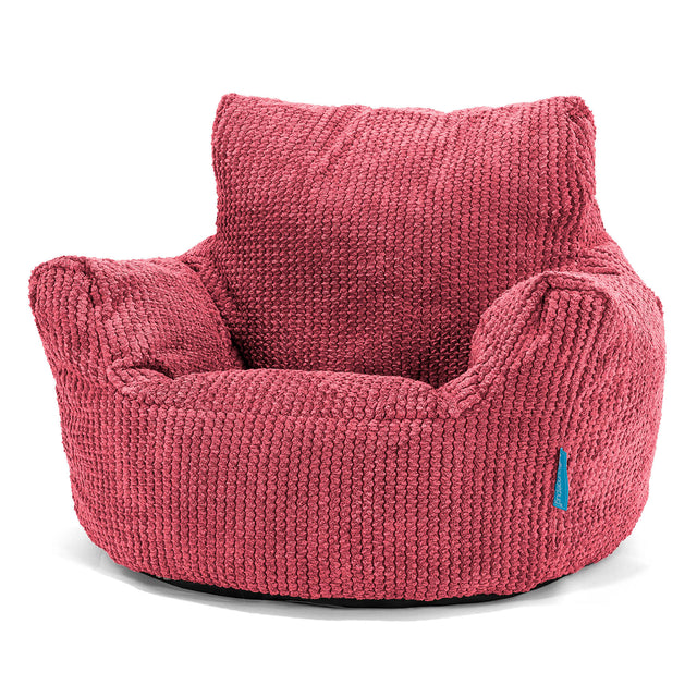 Fauteuil Pouf Bambin 1-3 ans - Velours Côtelé Gaufré Rouge pastel 01