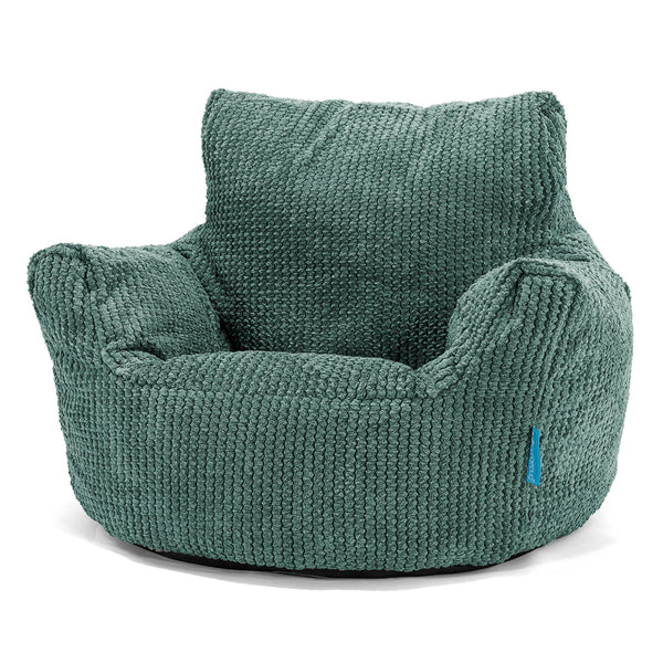 Fauteuil Pouf Bambin 1-3 ans - Velours Côtelé Gaufré Vert Mousse 01