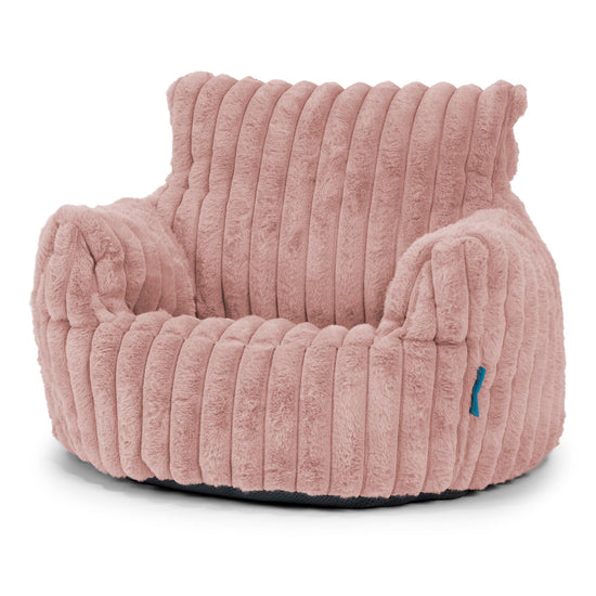 Fauteuil Pouf Bambin 1-3 ans - Velours Côtelé Ultra Pelucheux Rose Pastel 01