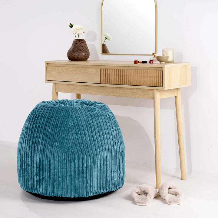 Tabouret Pouf de Coiffeuse - Côtelé Mer Égée 02