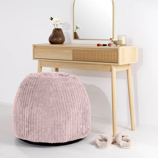 Tabouret Pouf de Coiffeuse - Côtelé Rose 02