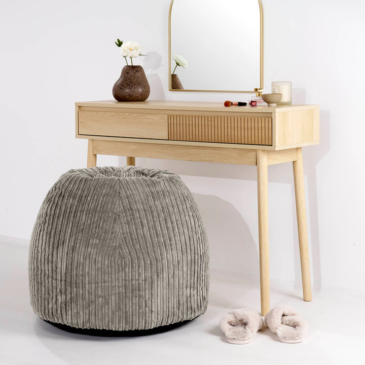 Tabouret Pouf de Coiffeuse - Côtelé Vison 02