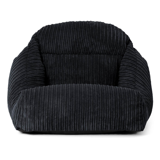 Fauteuil Pouf de Sol Aya - Côtelé Noir 02