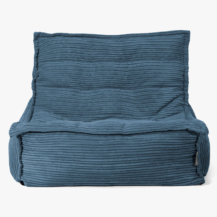 Fauteuil Pouf de Sol Oliver - Côtelé Bleu Marine 02