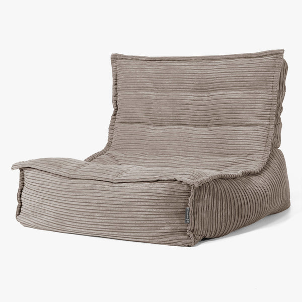 Fauteuil Pouf de Sol Oliver - Côtelé Grège 01