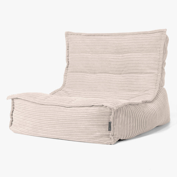 Fauteuil Pouf de Sol Oliver - Côtelé Ivoire 01