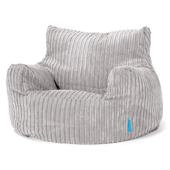 Fauteuil Pouf Enfant 3-8 ans - Côtelé Gris Argent 01