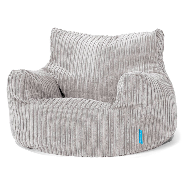 Fauteuil Pouf Enfant 3-8 ans - Côtelé Gris Argent 01