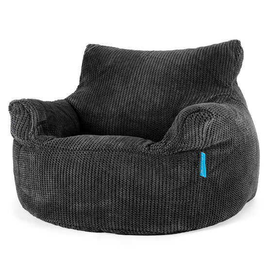 Fauteuil Pouf Enfant 3-8 ans - Velours Côtelé Gaufré Noir 01