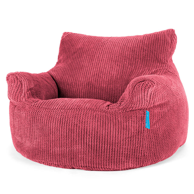 Fauteuil Pouf Enfant 3-8 ans - Velours Côtelé Gaufré Rouge pastel 01